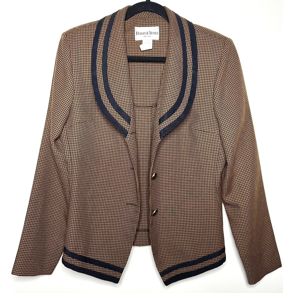Vintage Danny & Nicole Houndstooth Blazer Women's 10  90s Classic Trim Old Money - Picture 2 of 7